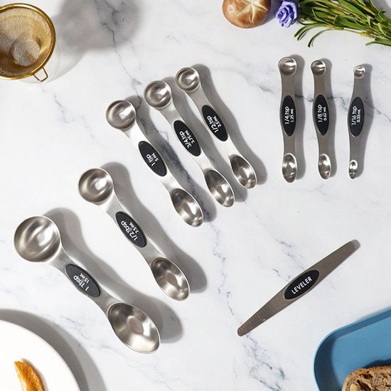 스테인리스 마그넷 양면 계량스푼 9종 세트 실버 N820