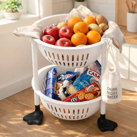 코지 바스켓 주방 1-4단 선반 트롤리 적층 바구니