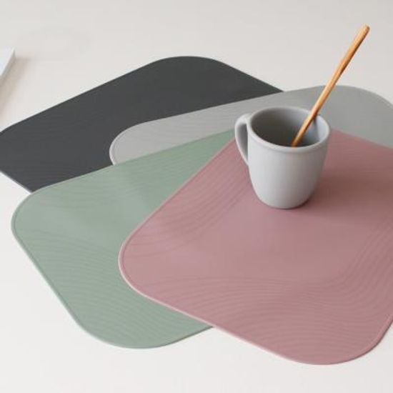 (국산) 파스텔 실리콘 웨이브 양면 식탁매트 - 4color