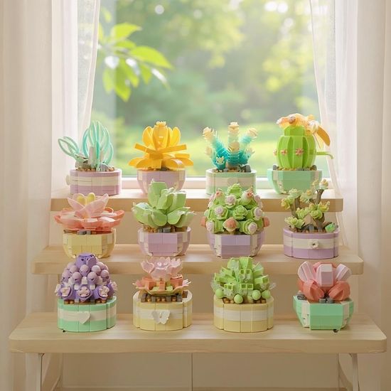 YKO 식물 다육이 꽃 미니 블록 취미 나노블럭 조립