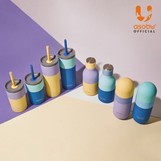 아소부 스텐 진공 텀블러 420ML 오브 파스텔 블루