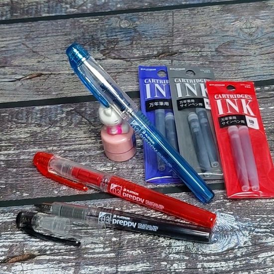 플래티넘 프레피 만년필 0.3mm F촉+카트리지(2본입)