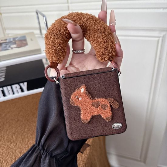 갤럭시z플립 7 6 5 4 3 뽀굴이 말 쿠션 스트랩 케이스