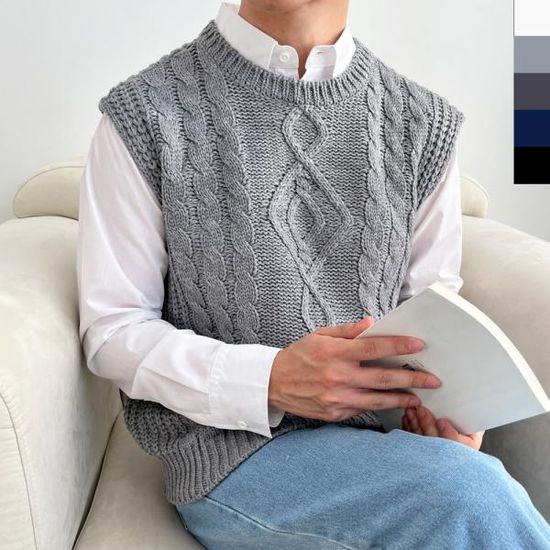 YAN 1064 남자꽈배기니트조끼