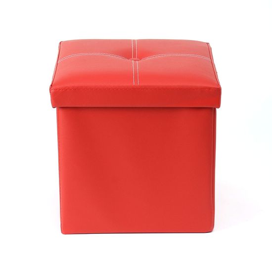 스툴스 인조가죽 수납의자(30cm) (레드) 보조의자