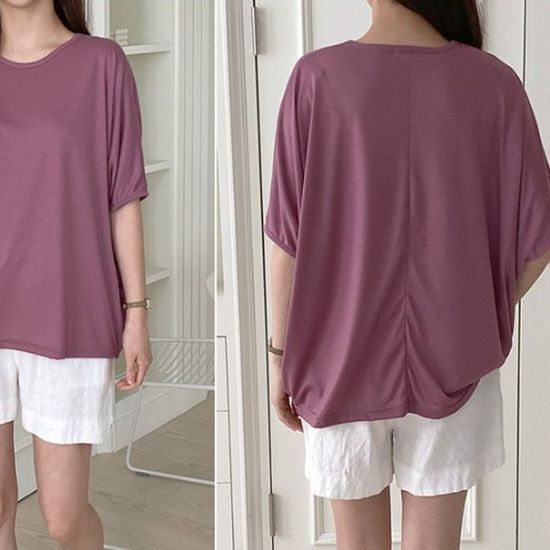 여자 빅사이즈 여성 반팔티 가오리핏 스판(WFE93F9)