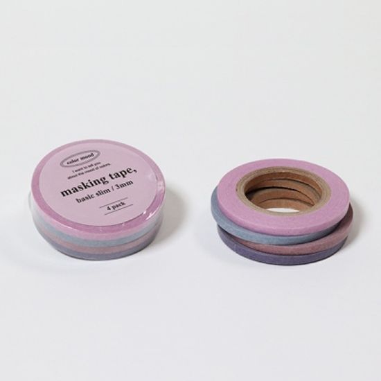 컬러 무드 마스킹 테이프 3mm (4개 세트)