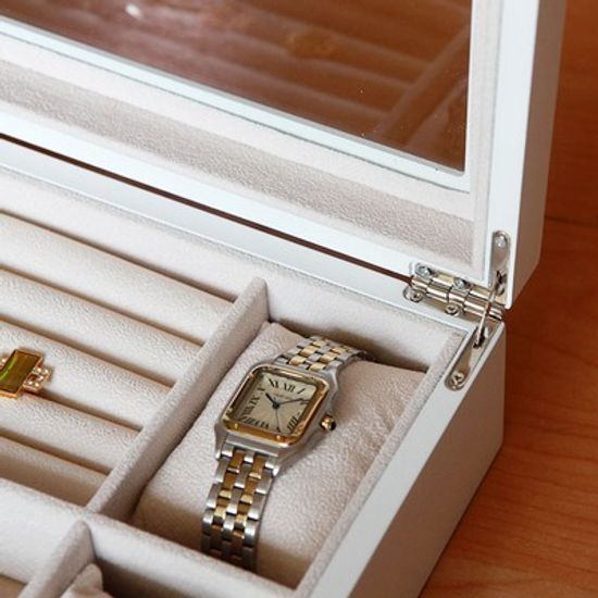 우드 유리덮게형 보석박스-화이트