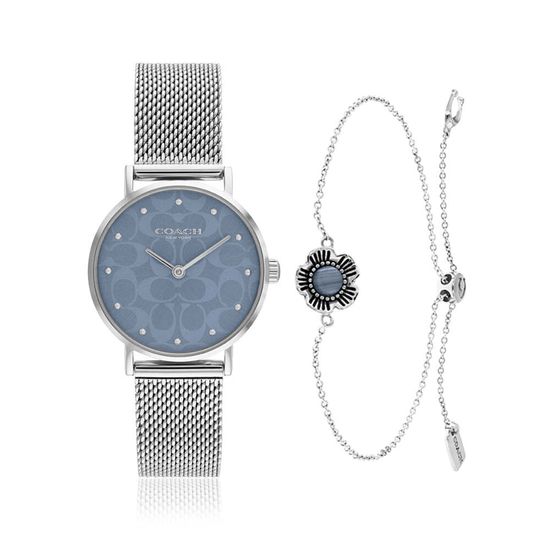 코치 여성시계 클래식 패턴 매쉬워치 팔찌 기프트세트