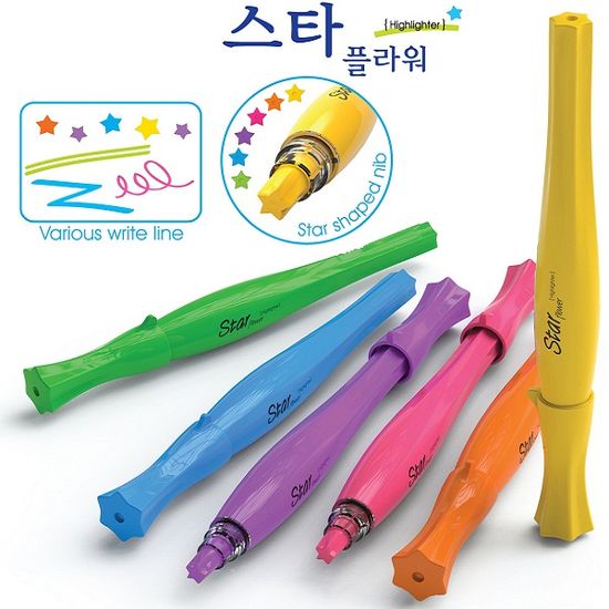 모리스 다양한 필기선 별꽂 형광펜 Star Flower 1다스