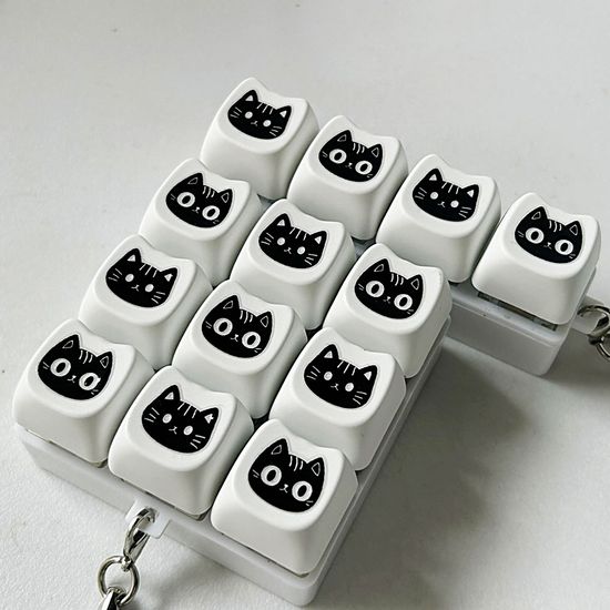 미니 led 고양이 키보드 딸깍이 키캡 키링 4구 장난감