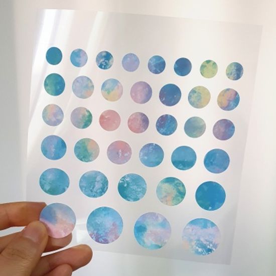 우주 원형 리무버블스티커-3컬러