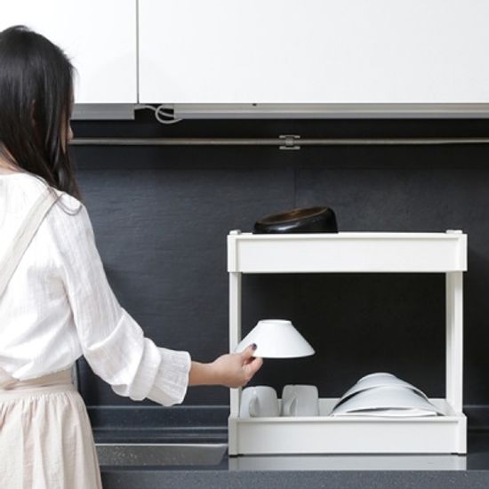 스퀘어 와이드 트롤리 선반 2단