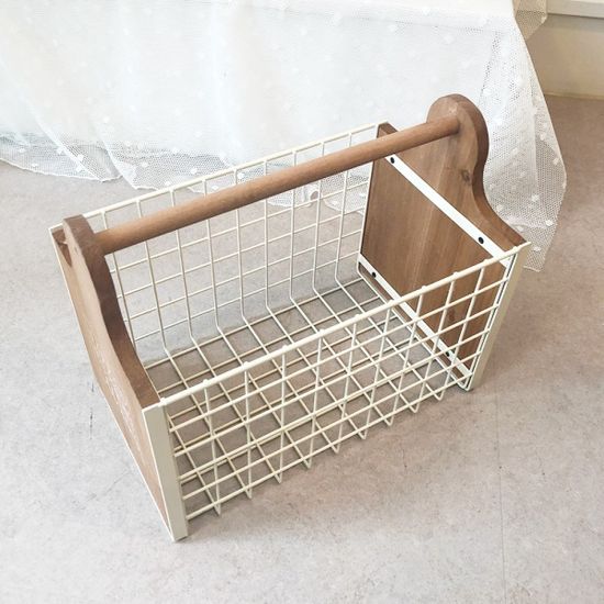 무빙라이프 잡지꽂이 손잡이 바스켓 화이트