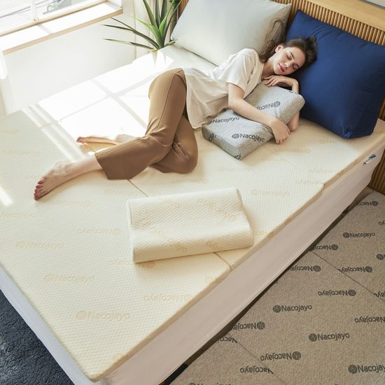 나코자요 3단 접이식 매트리스 에어코일 고분자 토퍼