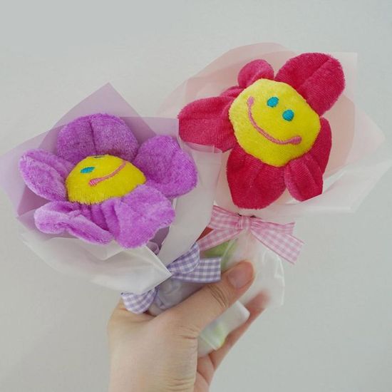 초미니 스마일 한송이 인형 꽃다발 6color(WE62B70)
