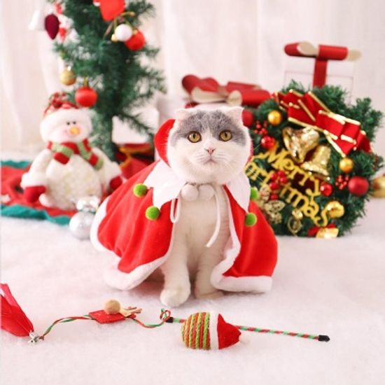 크리스마스 고양이 산타옷 강아지 모자 망토 코스튬세트