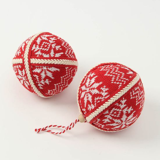[도토로]루비레드 패브릭 장식볼 2P(10cm) (눈결정니