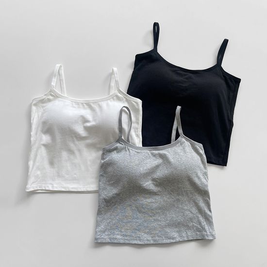 [1+1] 데일리 캡내장 크롭 끈나시 3color