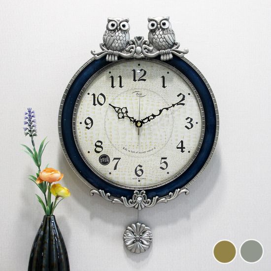 무소음 부엉이 장식 주물 추벽시계 HSP-238