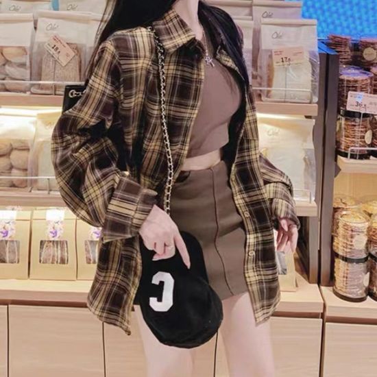 가을 무드 체크 셔츠 