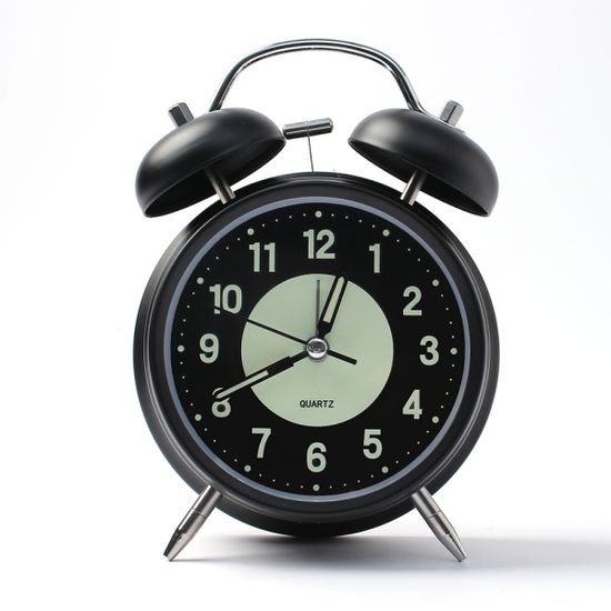 무소음 축광 야광 해머벨 탁상시계 (블랙)