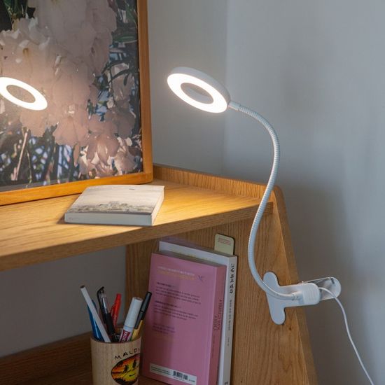 아이린 10단 밝기 라운드링 집게 LED 스탠드,화이트