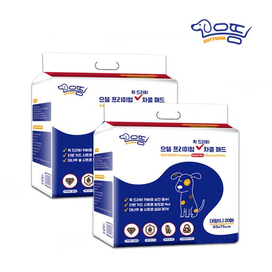 으뜸 프리미엄 퀵드라이 배변패드 대형(20매) 2팩