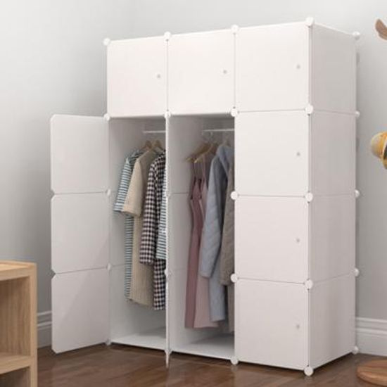 조립식 간이 미니행거 옷장 큐브수납장12p+옷걸이봉2p