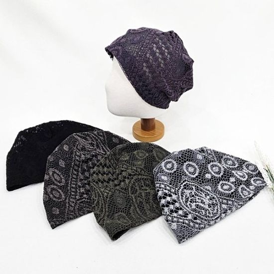 [애슬릿]여름 패턴 그물 망사 비니 여성 두건 모자