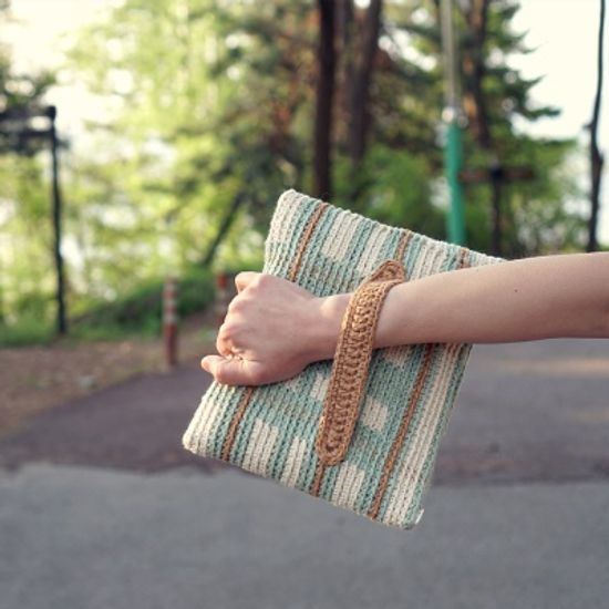 트와이닝 클러치 파우치 - 뜨개질 키트 동영상 포함 