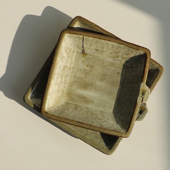 수제 도자기 모리 민들레 사각 손접시 2size