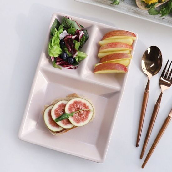 라일 국산 도자기 3절 나눔접시B, 찬기 3color