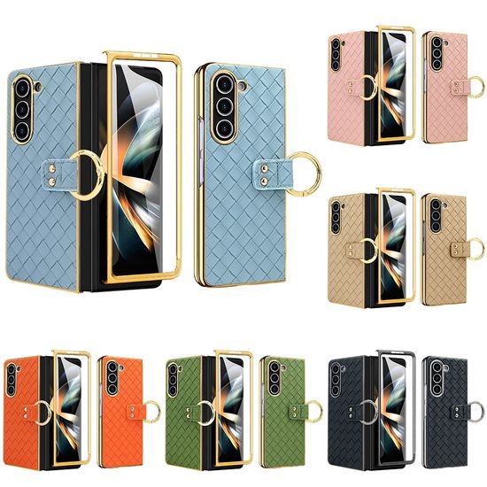 갤럭시Z폴드 6 5 4 3 격자 패턴 링 거치대 가죽케이스