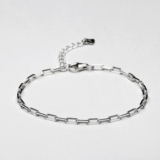 [애슬릿]전체 실버 컷팅 클립 체인 발찌_무도금