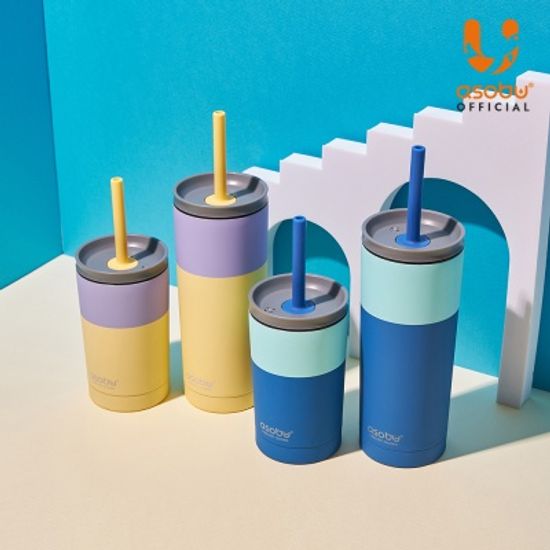 아소부 스텐 빨대 텀블러 파스텔 시피 360ml/600ml