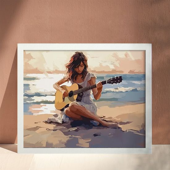 골피아 DIY 그림그리기 유화 40x50cm, 기타치는소녀