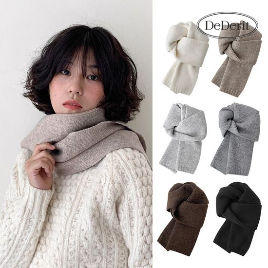 [데데리트]따뜻한 울 니트 머플러 모노톤 7컬러 택1