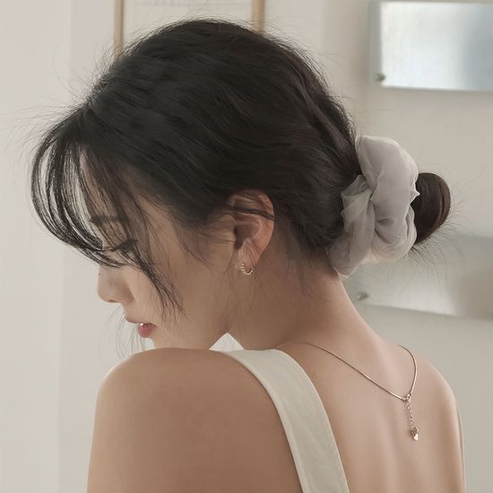 [자체제작/3개세트] 이중 새틴 쉬폰 빅 스크런치