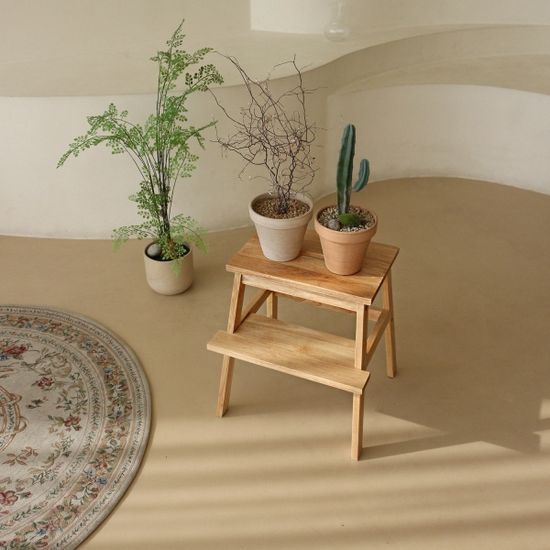 에코상사 고무나무 원목 스텝스툴