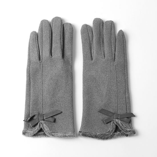 체리쉬 리본 터치 장갑 그레이 스마트 여자 보온장갑