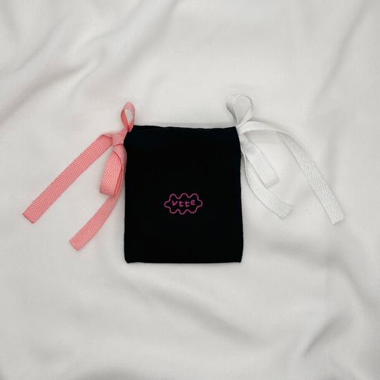 브떼 발레코어 리본 블랙 & 핑크 미니 파우치