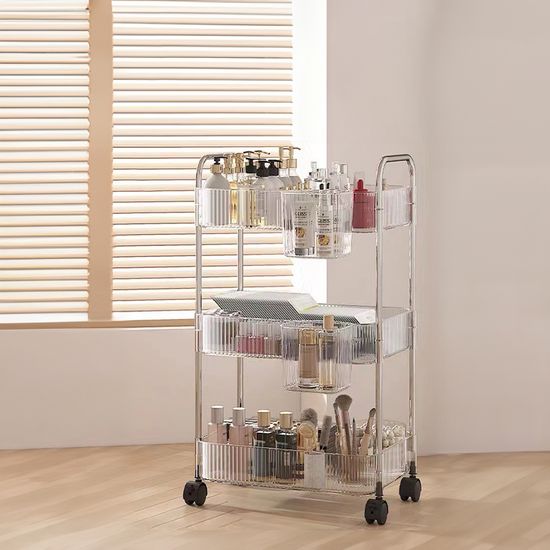 레토 투명 아크릴 트롤리 이동식선반 3-4단 LKF-A02