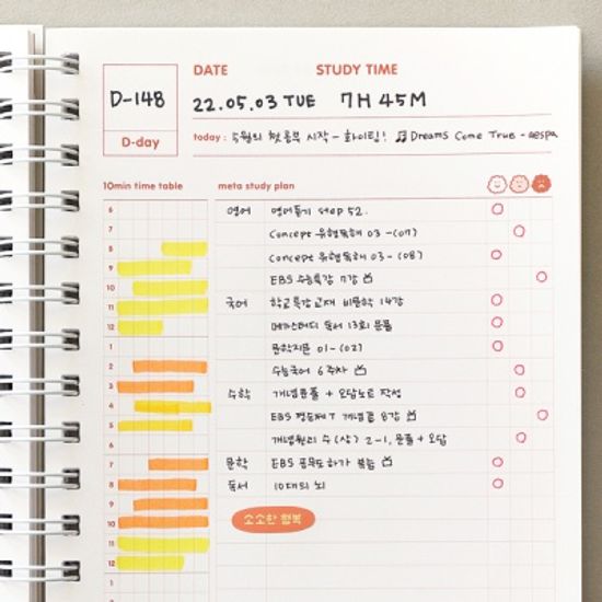 혼자공부 메타 스터디 플래너 (6개월용)