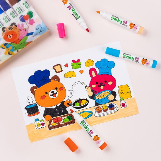 [모나미] 안마르는 롱롱 사인펜/12색세트