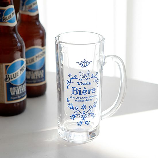 마메종 블루로즈 손잡이 맥주잔, 비어 글라스 360ml 