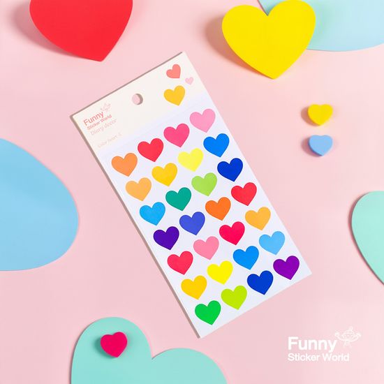 퍼니스티커 H003.1P 컬러하트1 PVC 다이어리데코