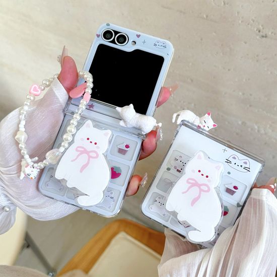 갤럭시 z플립 7 6 5 4 고양이 스마트톡 스트랩 케이스