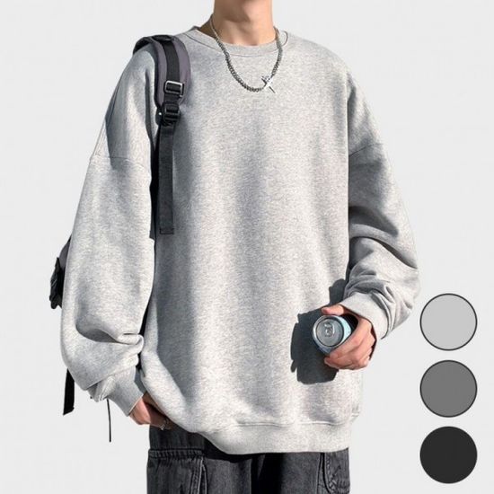 기본핏 무지 맨투맨 남성 데일리 긴팔 라운드티 티셔