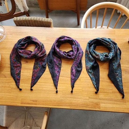 [애슬릿]여성 꽃 방울 겨울 기모 마름모 롱 머플러